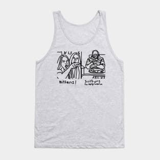 Woman Yelling Mittens at Bernie Sanders Line Drawing Tank Top